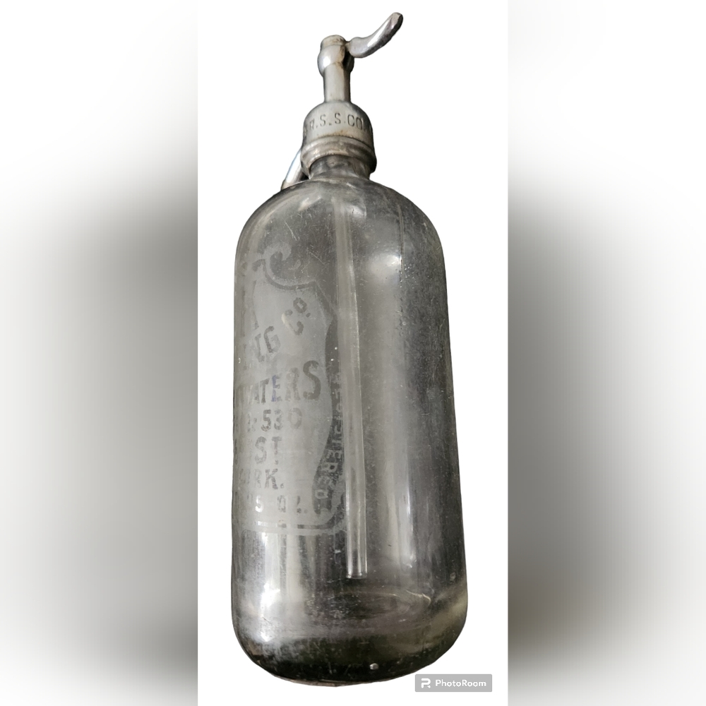 Vintage  Mineral Water Seltzer Bottle Glass Straw OK Botteling Co  New York